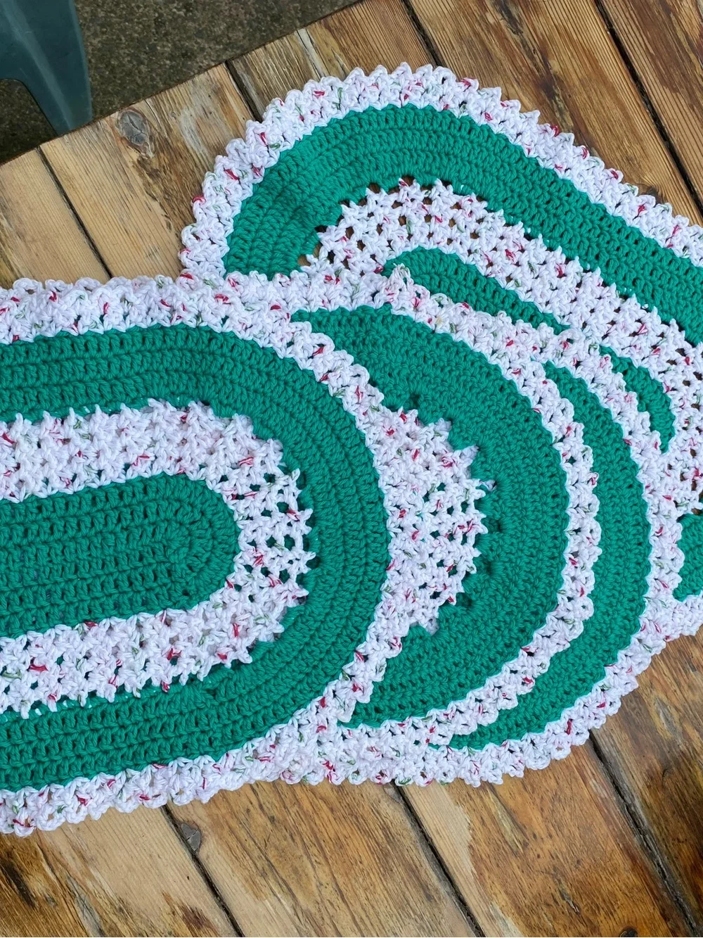 Handmade Green and Cream Crochet placemat